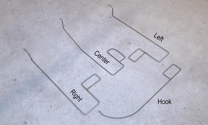 Kone pick set labeled left, center, right, and hook