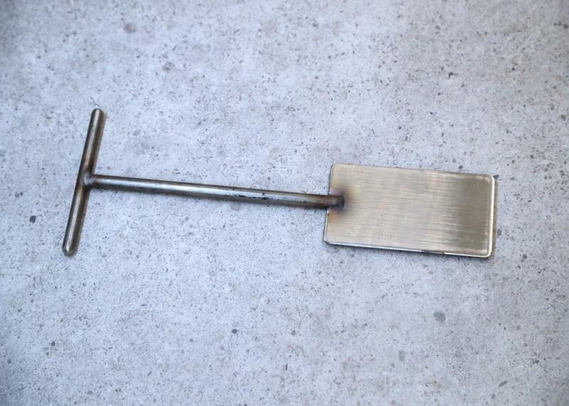 Stainless elevator rescue paddle with T-handle and rectangular blade